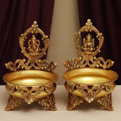 BRASS LAXMI GANESH URLI HEIGHT 11 INCHES