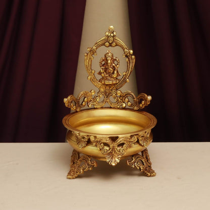 BRASS LAXMI GANESH URLI HEIGHT 11 INCHES