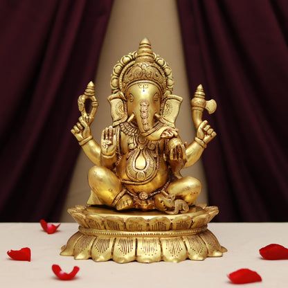 BRASS LORD GANESHA IDOL HEIGHT 11 INCHES