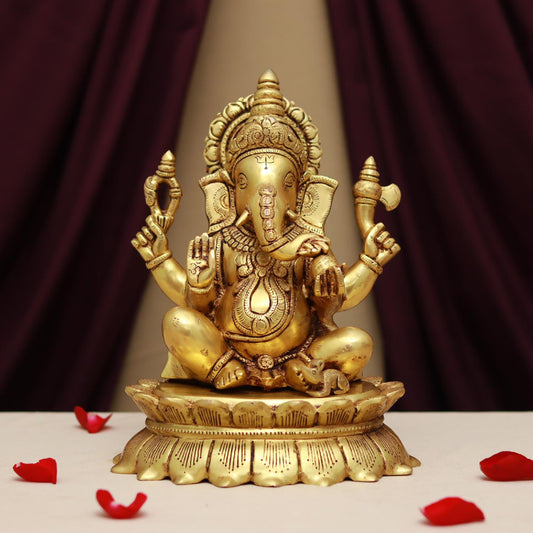 BRASS LORD GANESHA IDOL HEIGHT 11 INCHES