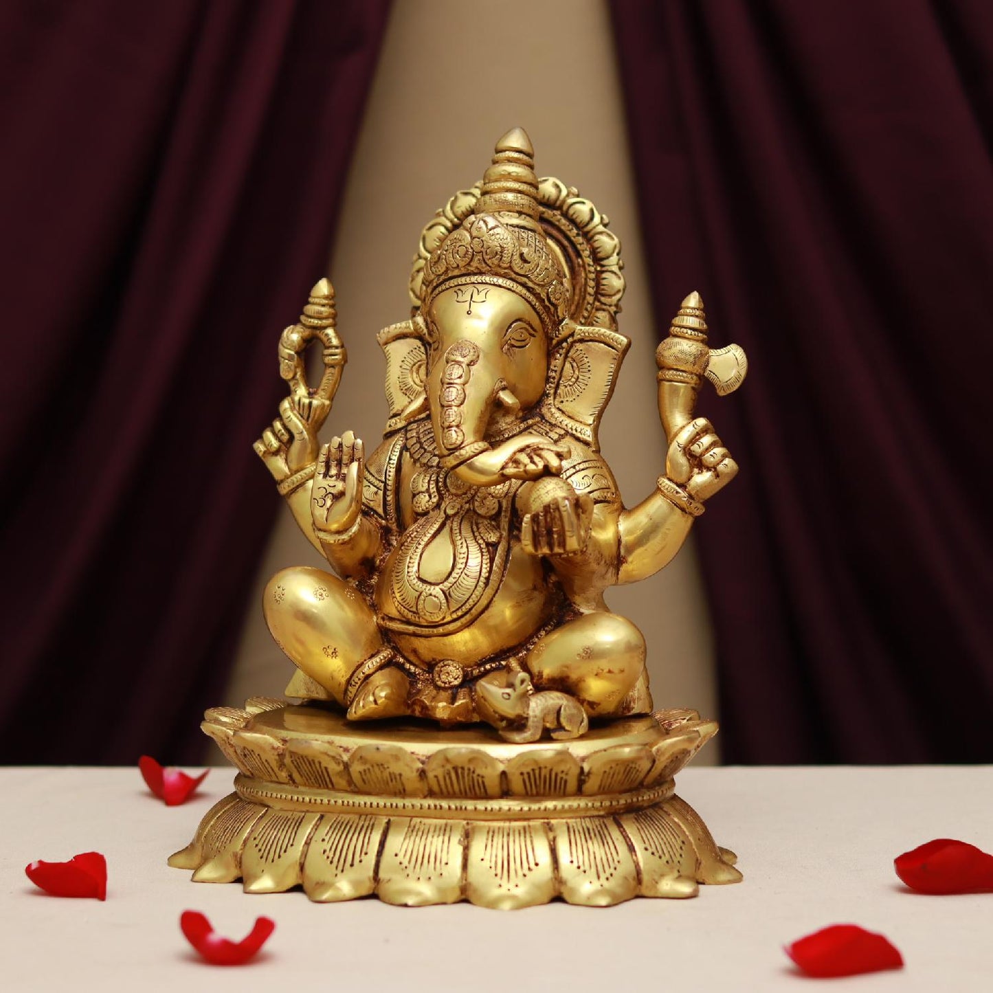 BRASS LORD GANESHA IDOL HEIGHT 11 INCHES