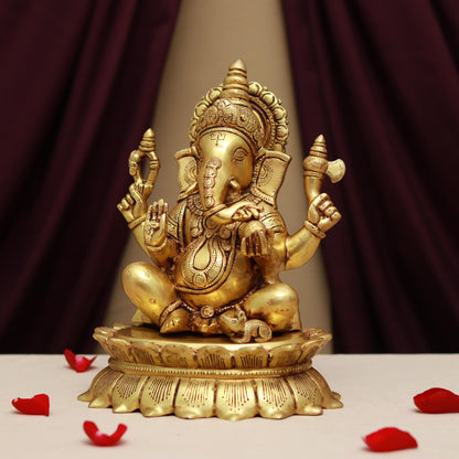 BRASS LORD GANESHA IDOL HEIGHT 11 INCHES