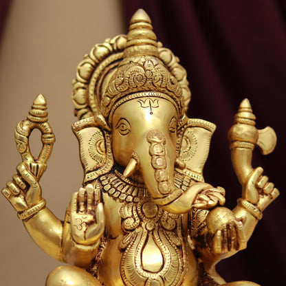 BRASS LORD GANESHA IDOL HEIGHT 11 INCHES