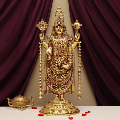 Brassaura® Tirupati Balaji / Venkateswara Idol with Shankha and Chakra | Height 24.2 Inches