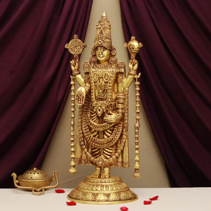 Brassaura® Tirupati Balaji / Venkateswara Idol with Shankha and Chakra | Height 24.2 Inches