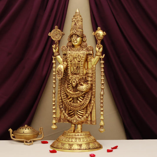 Brassaura® Tirupati Balaji / Venkateswara Idol with Shankha and Chakra | Height 24.2 Inches
