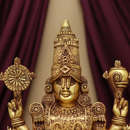 Brassaura® Tirupati Balaji / Venkateswara Idol with Shankha and Chakra | Height 24.2 Inches