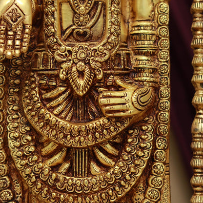 Brassaura® Tirupati Balaji / Venkateswara Idol with Shankha and Chakra | Height 24.2 Inches