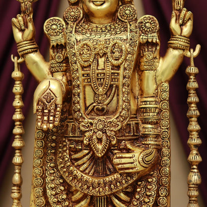 Brassaura® Tirupati Balaji / Venkateswara Idol with Shankha and Chakra | Height 24.2 Inches
