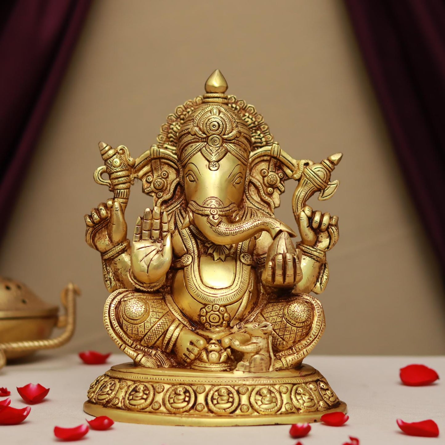 BRASS LORD GANESHA IDOL HEIGHT 9.5 INCHES