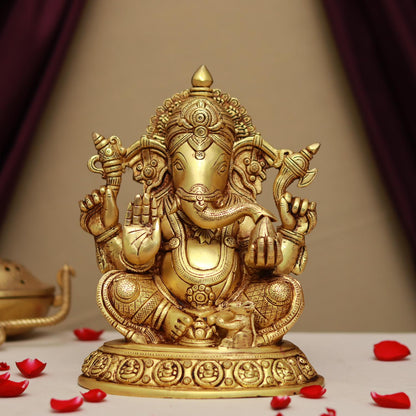 BRASS LORD GANESHA IDOL HEIGHT 9.5 INCHES