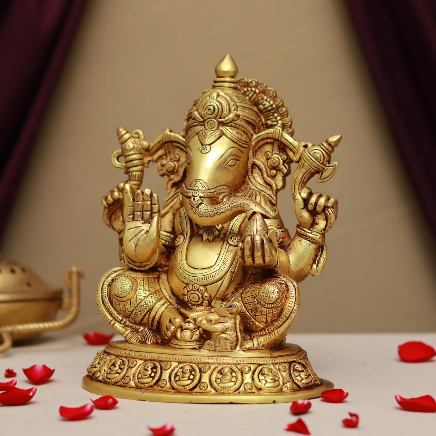 BRASS LORD GANESHA IDOL HEIGHT 9.5 INCHES