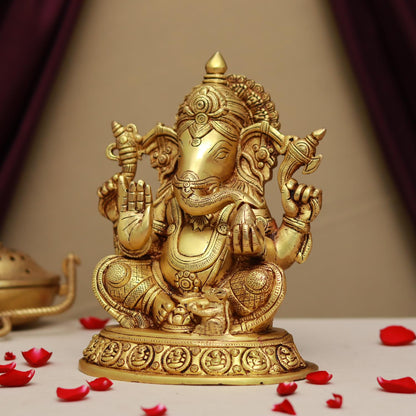 BRASS LORD GANESHA IDOL HEIGHT 9.5 INCHES