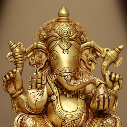 BRASS LORD GANESHA IDOL HEIGHT 9.5 INCHES