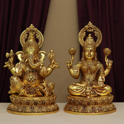 LAXMI GANESH BRASS MURTI HEIGHT 14.2 INCHES
