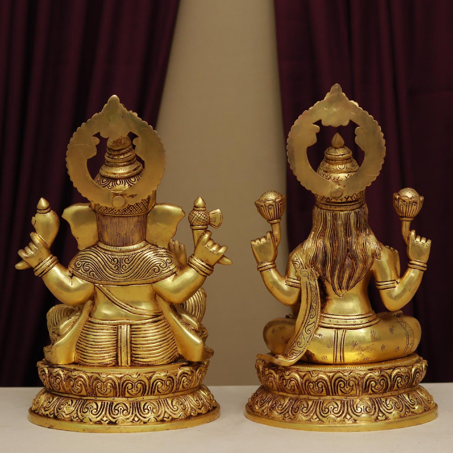 LAXMI GANESH BRASS MURTI HEIGHT 14.2 INCHES
