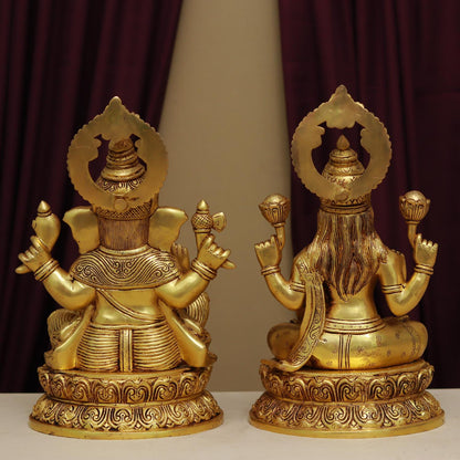 LAXMI GANESH BRASS MURTI HEIGHT 14.2 INCHES