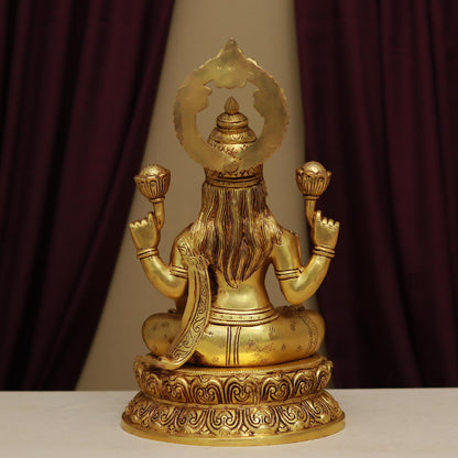 LAXMI GANESH BRASS MURTI HEIGHT 14.2 INCHES