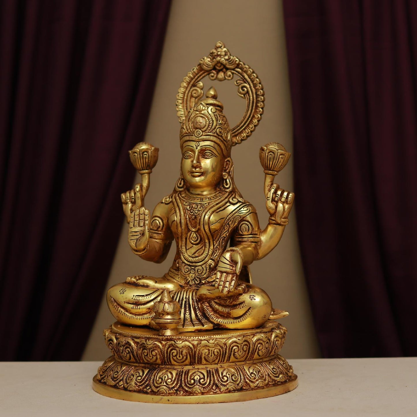 LAXMI GANESH BRASS MURTI HEIGHT 14.2 INCHES