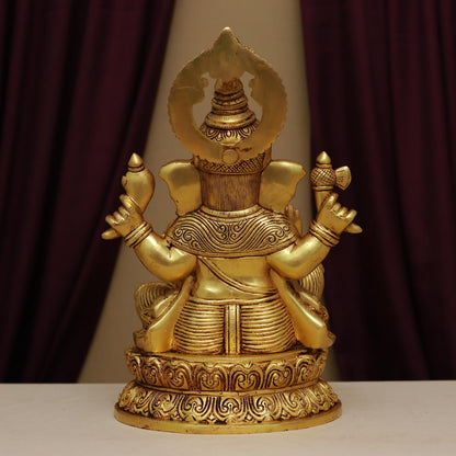 LAXMI GANESH BRASS MURTI HEIGHT 14.2 INCHES