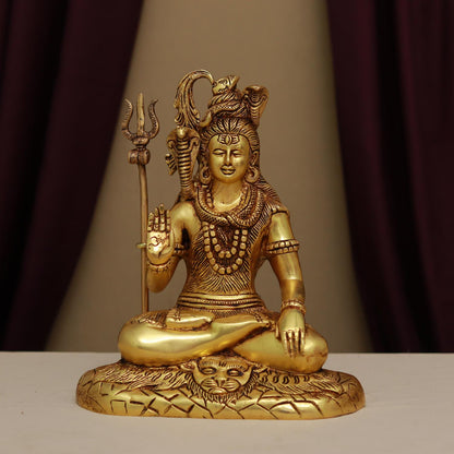 BRASS LORD SHIVA MURTI (10 INCHES )