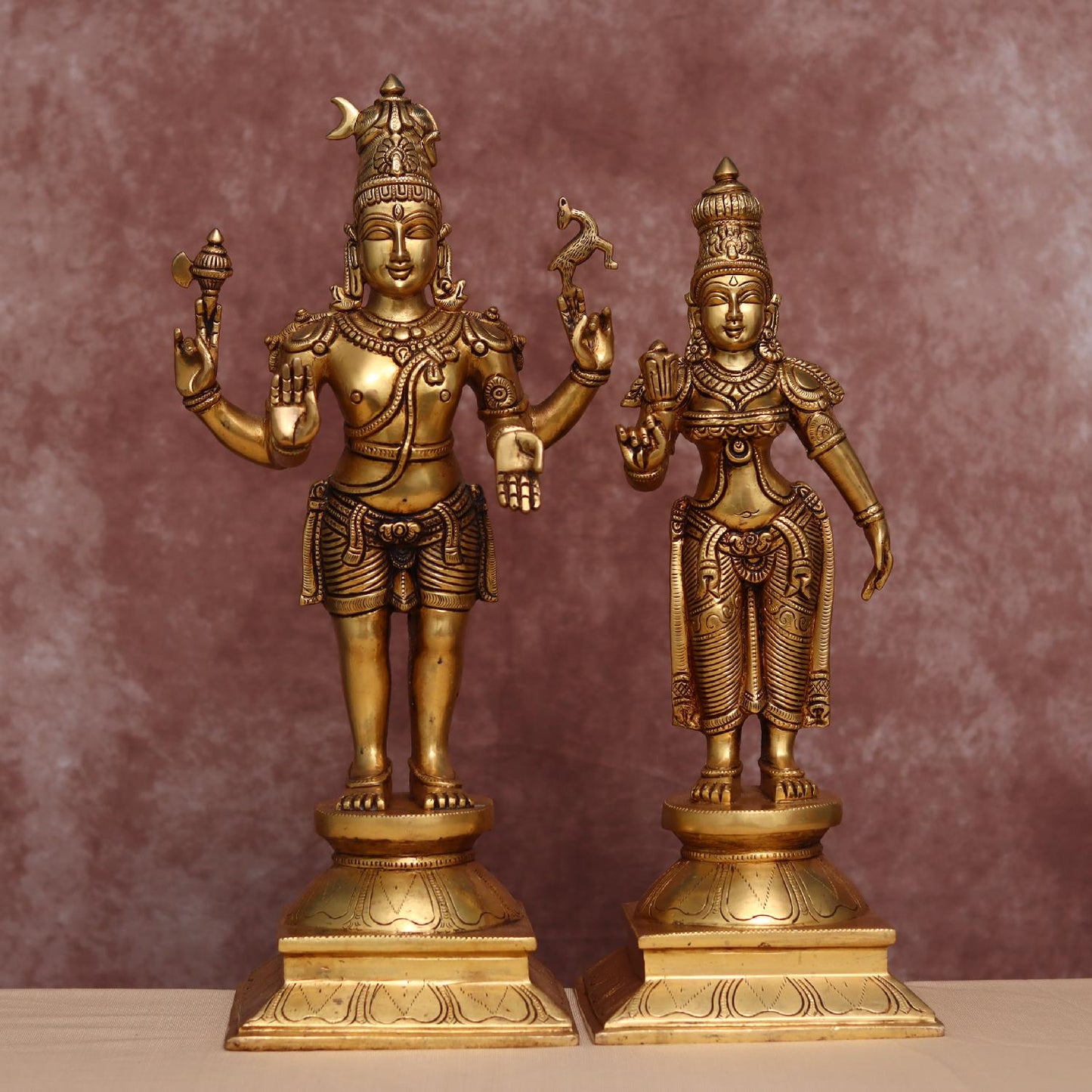 BRASS SHIVA PARVATI STATUE HEIGHT 18 INCHES