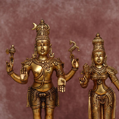 BRASS SHIVA PARVATI STATUE HEIGHT 18 INCHES