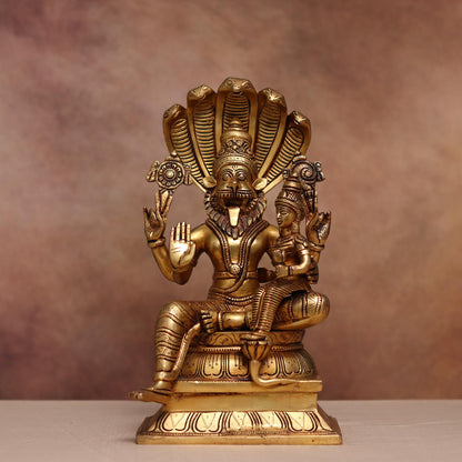 BRASS LAXMI NARASIMHA IDOL HEIGHT 13 INCH
