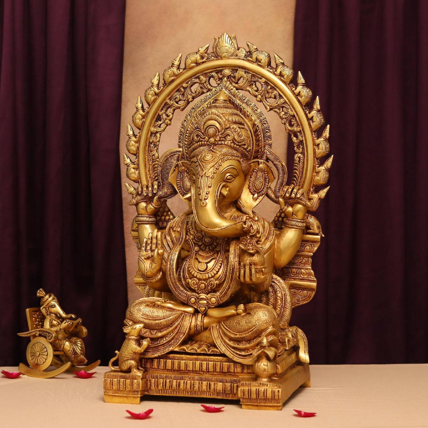 LARGE BRASS GANESH MURTI 22 INCHES HEIGHT FOR HOME DECOR AND POOJA