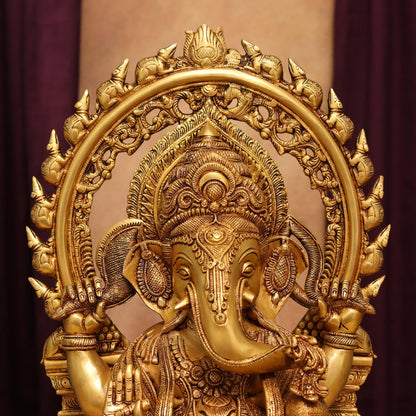 LARGE BRASS GANESH MURTI 22 INCHES HEIGHT FOR HOME DECOR AND POOJA