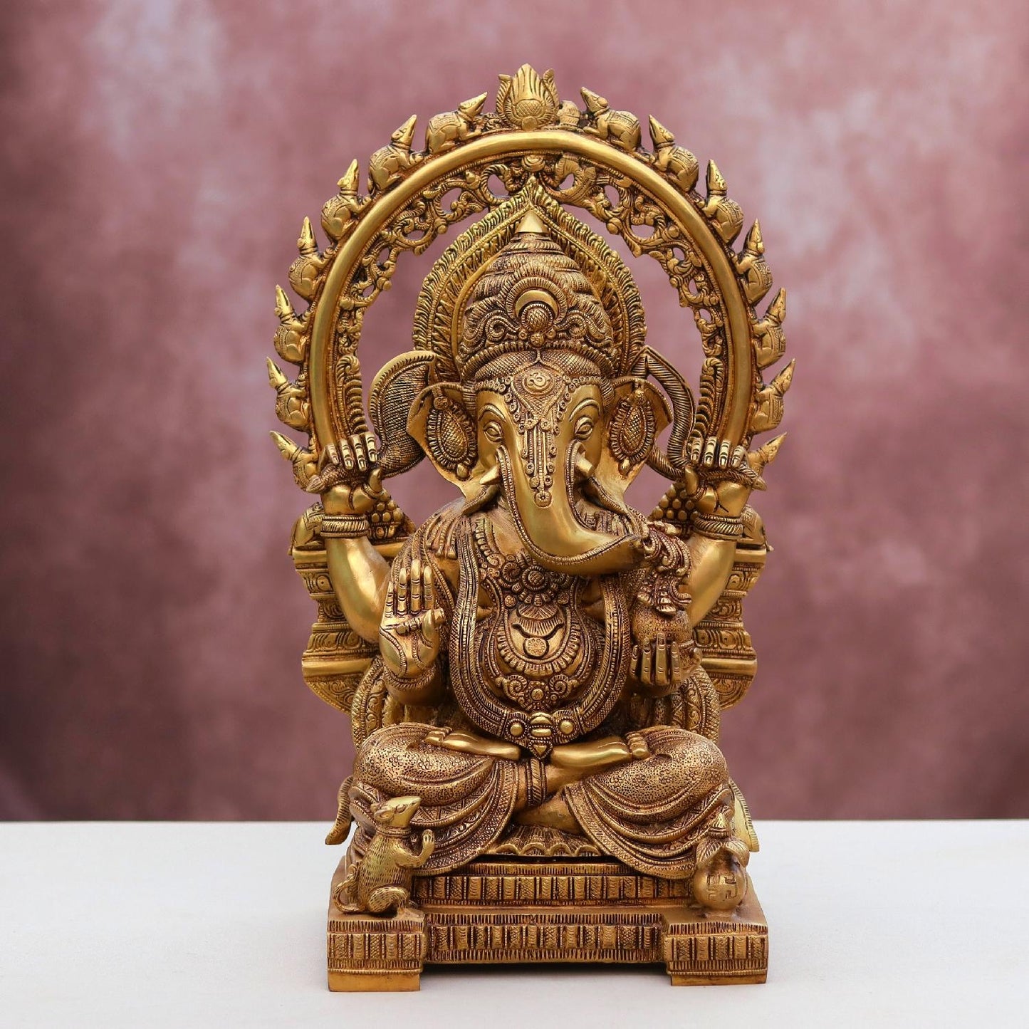 Brassaura® Lord Ganesha Brass Idol | Pure Brass | Height 13 Inches & Weight 8 kgs