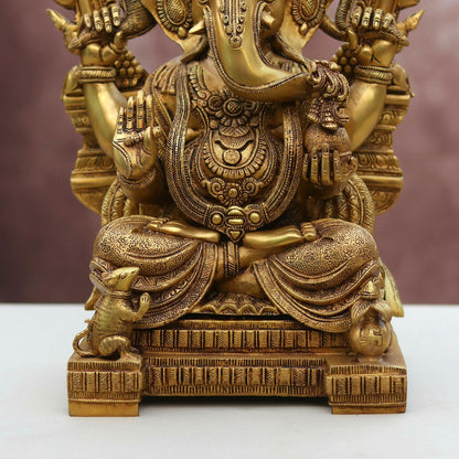 Brassaura® Lord Ganesha Brass Idol | Pure Brass | Height 13 Inches & Weight 8 kgs