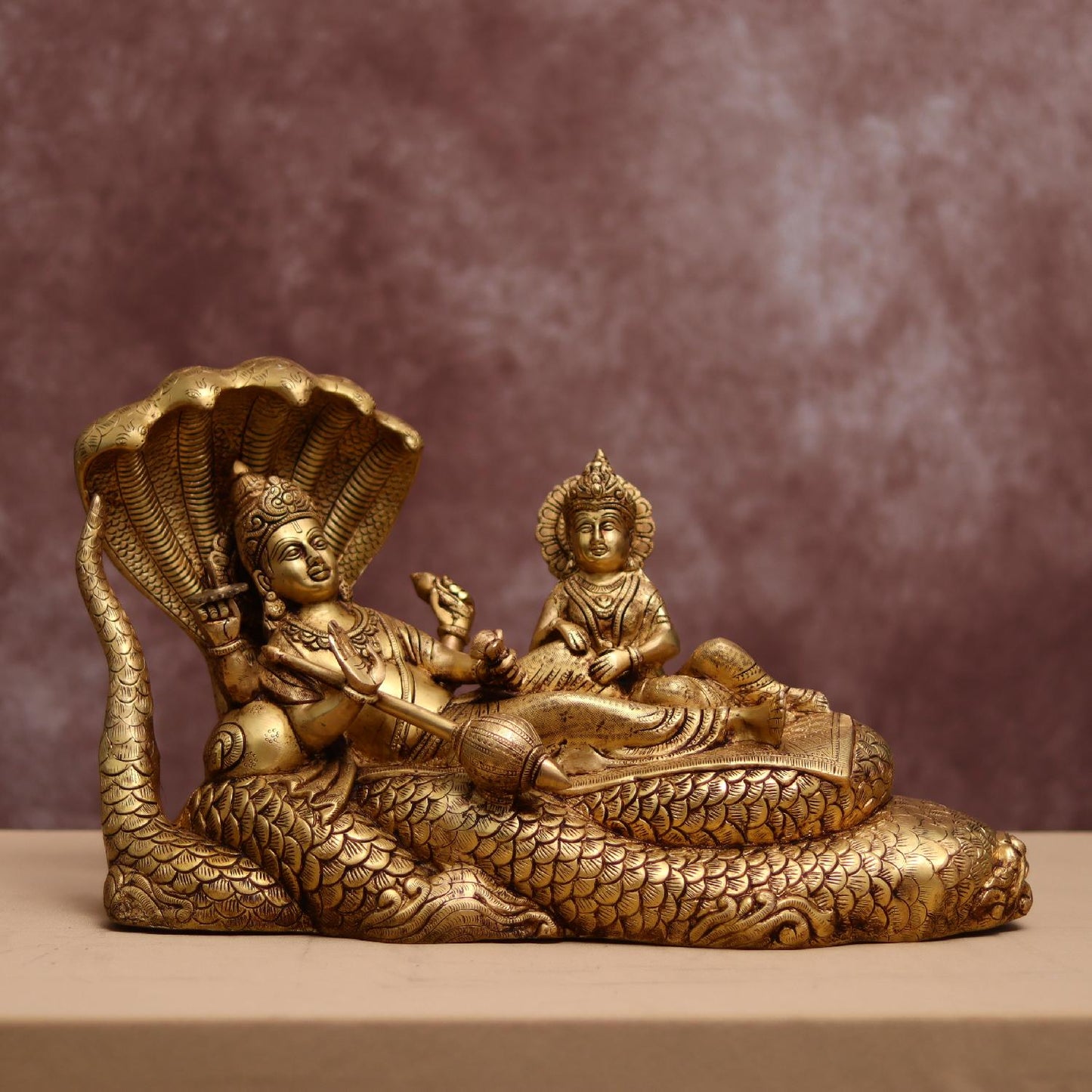 LARGE BRASS LAXMI NARAYAN MURTI HEIGHT 11.8 INCH