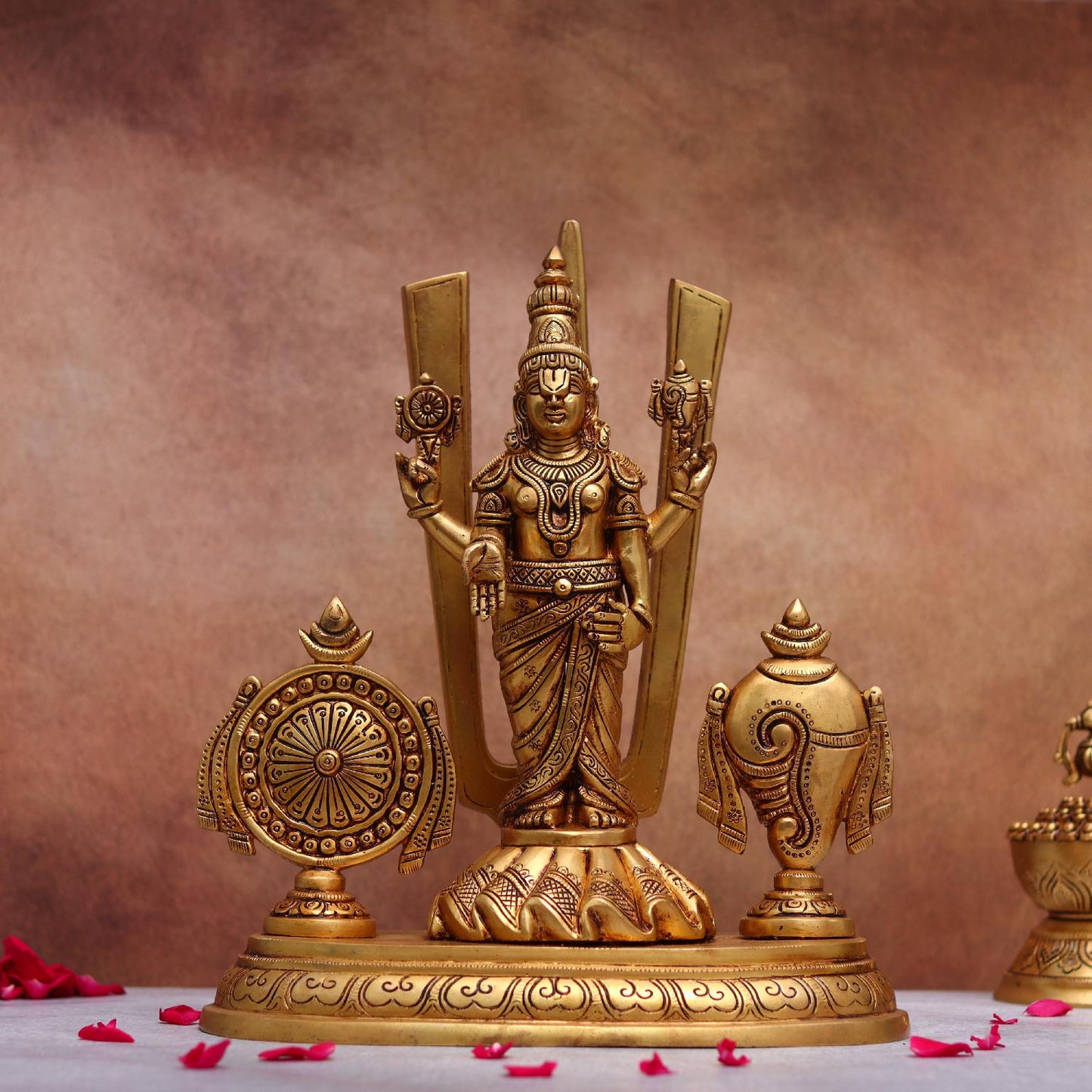 Brassaura® Tirupati Balaji with Shankha Chakra & Namah | Height 14.1 Inches