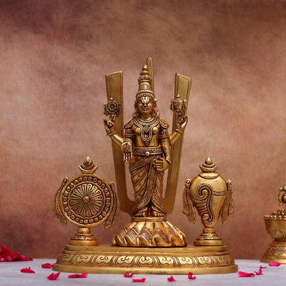 Brassaura® Tirupati Balaji with Shankha Chakra & Namah | Height 14.1 Inches