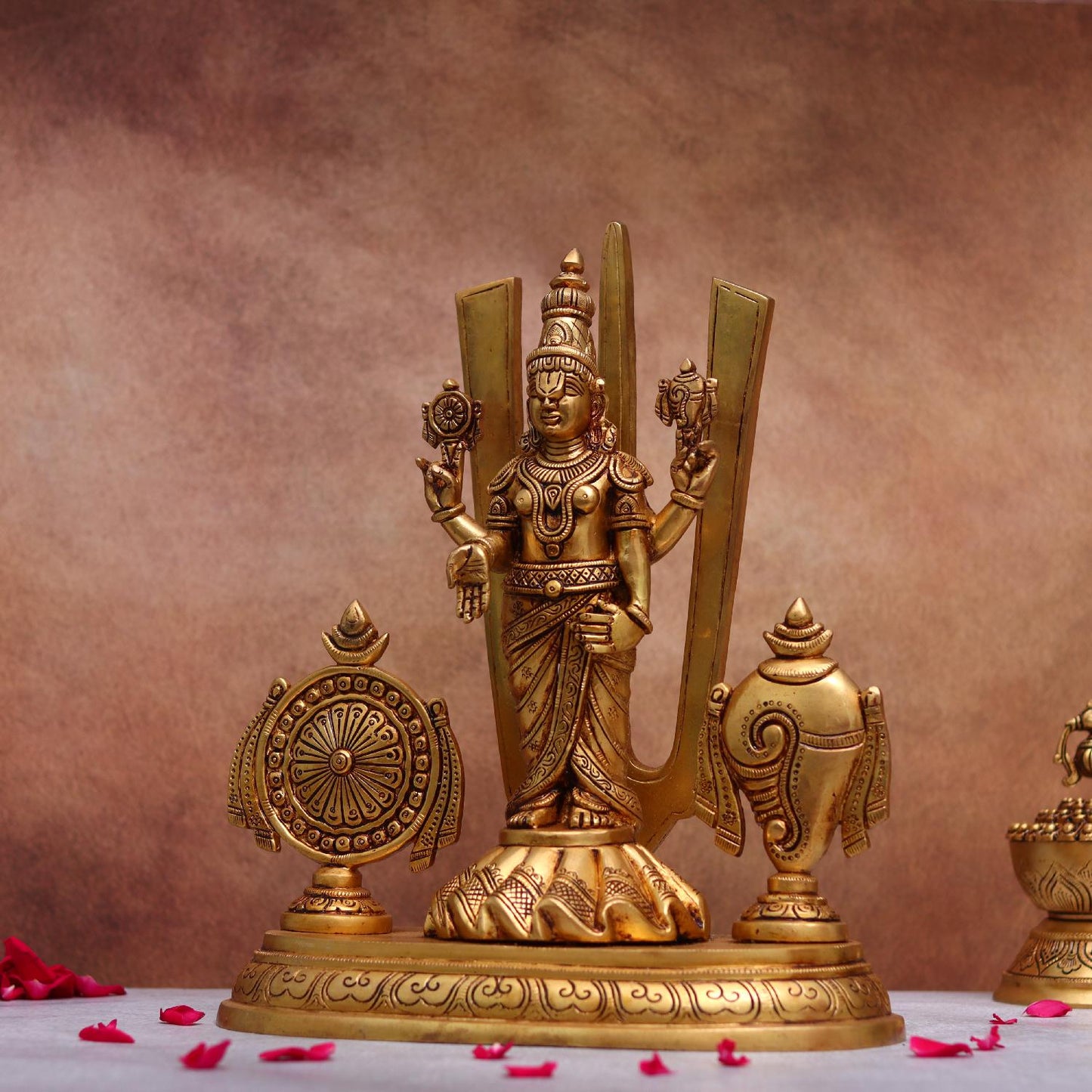 Brassaura® Tirupati Balaji with Shankha Chakra & Namah | Height 14.1 Inches