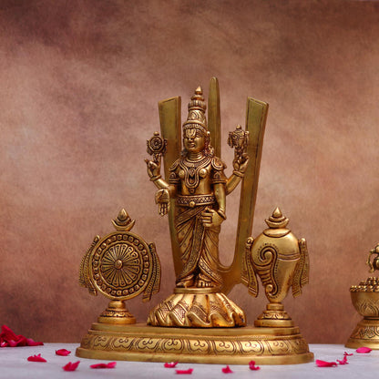 Brassaura® Tirupati Balaji with Shankha Chakra & Namah | Height 14.1 Inches