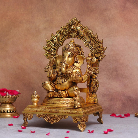 14.3 INCHES BRASS GANESH STATUE DIVINE MASTERPIECE FOR HOME