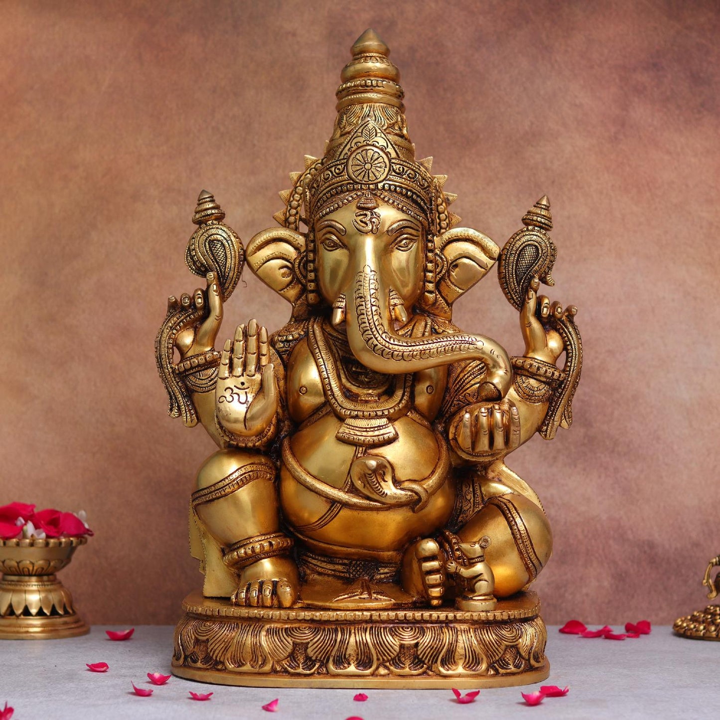 Brassaura® Divine Lord Ganesha Brass Idol | Pure Brass | Height 18.8 Inches & Weight 21 kgs