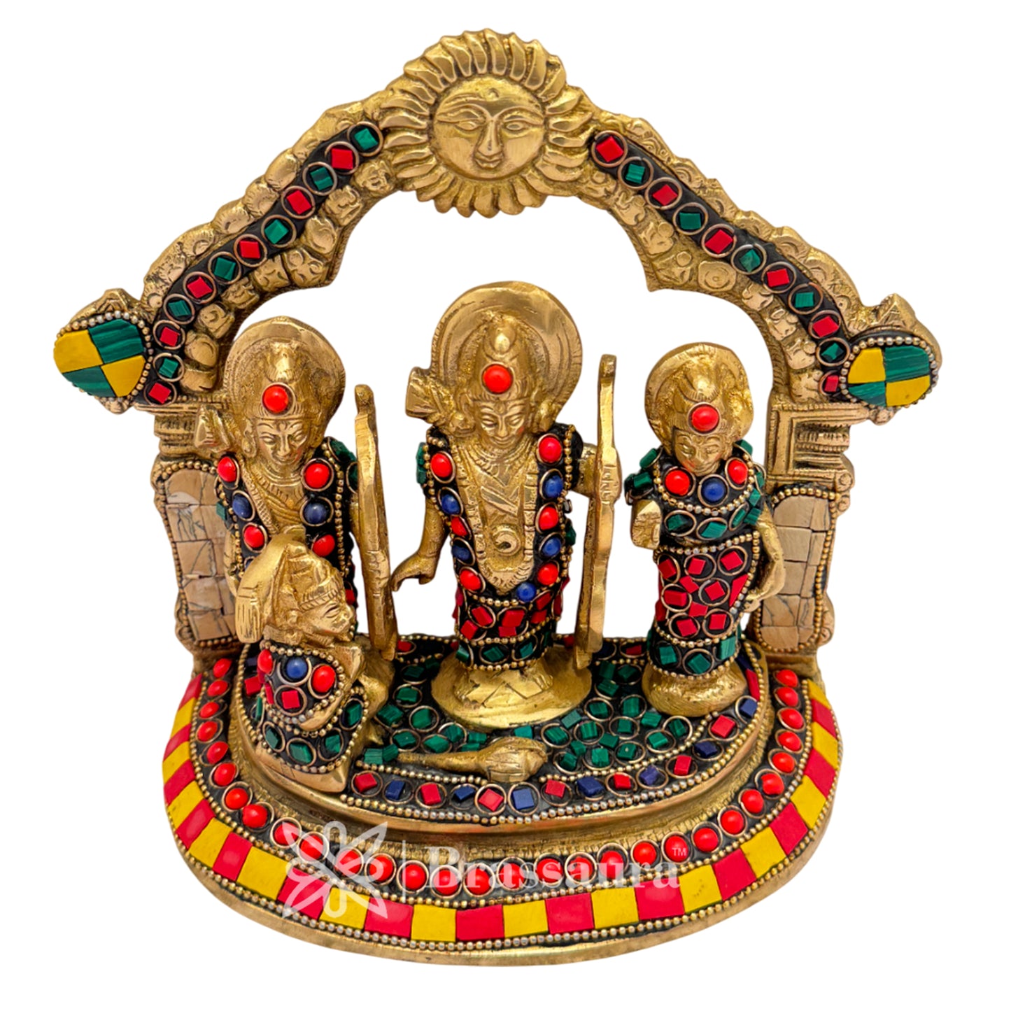 Brass Gem Stone Work Ram darbar Idol for Home and Decor Weight 1.9 Kg Height 18 cm