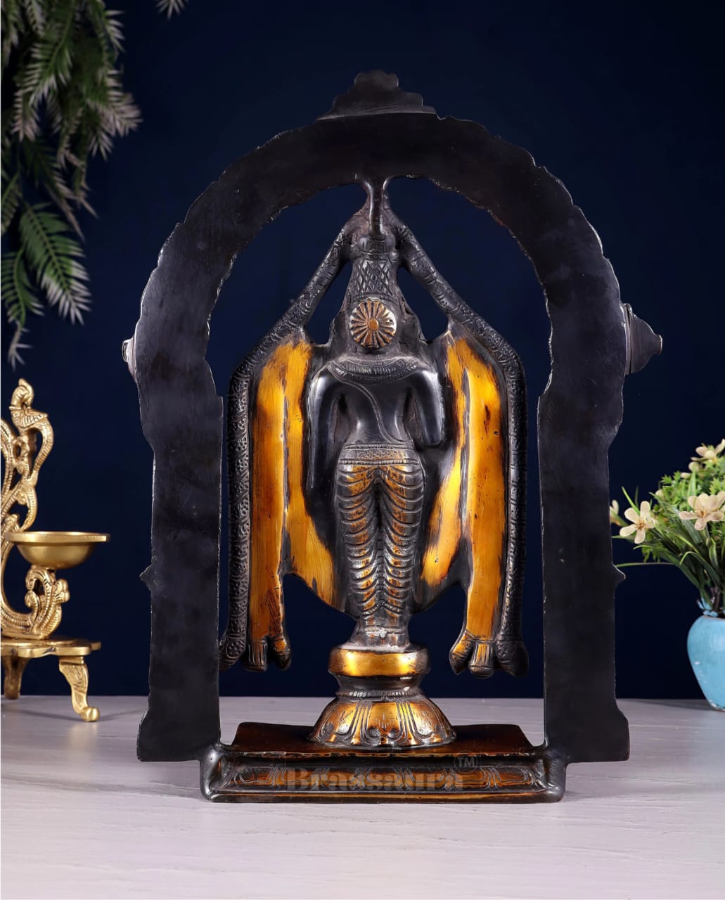 Brassaura™ Superfine Brass Tirupati Balaji Lord Venkateshwara Swamy Idol – Height 13 Inches, Weight 5.4 Kgs