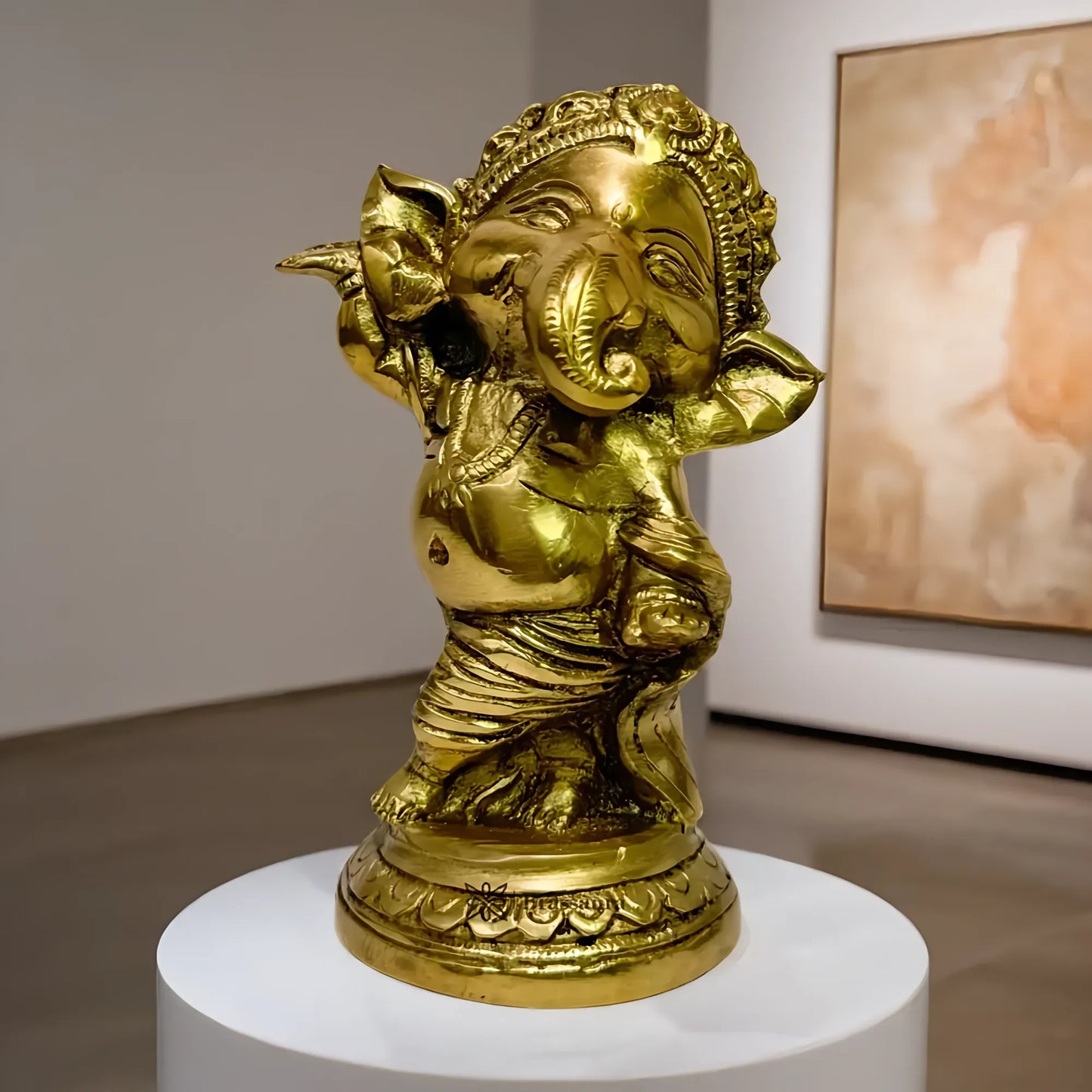 Brassaura™ Brass Ganesha Murti for Home & Temple Décor | Height 5.1 Inches & Weight 0.87 Kg