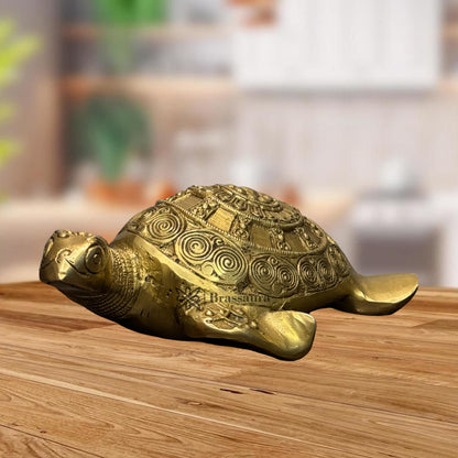 Brass Big Turtle Home and Decor Show Piece Weight 1.9 Kg Height 10 cm