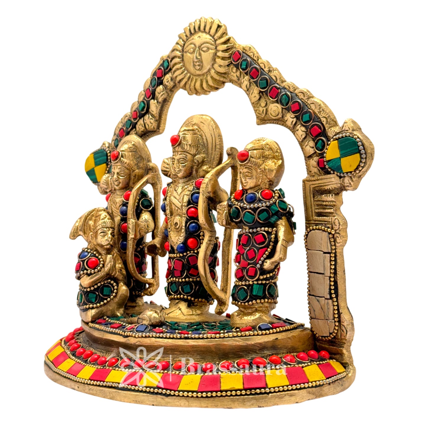 Brass Gem Stone Work Ram darbar Idol for Home and Decor Weight 1.9 Kg Height 18 cm