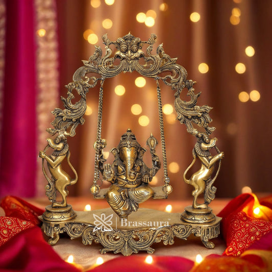Brass Ganesha Statue For Home Decor And Gift Item Weight 7 Kg And Height 18 Inch