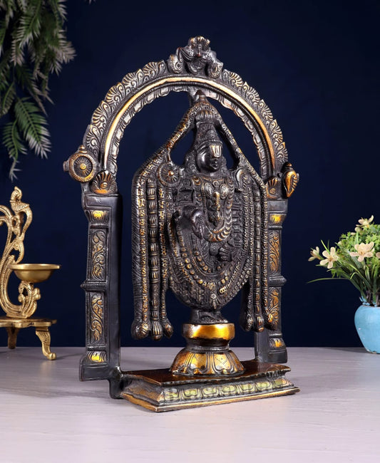 Brassaura® Superfine Brass Tirupati Balaji Lord Venkateshwara Swamy Idol – Height 13 Inches