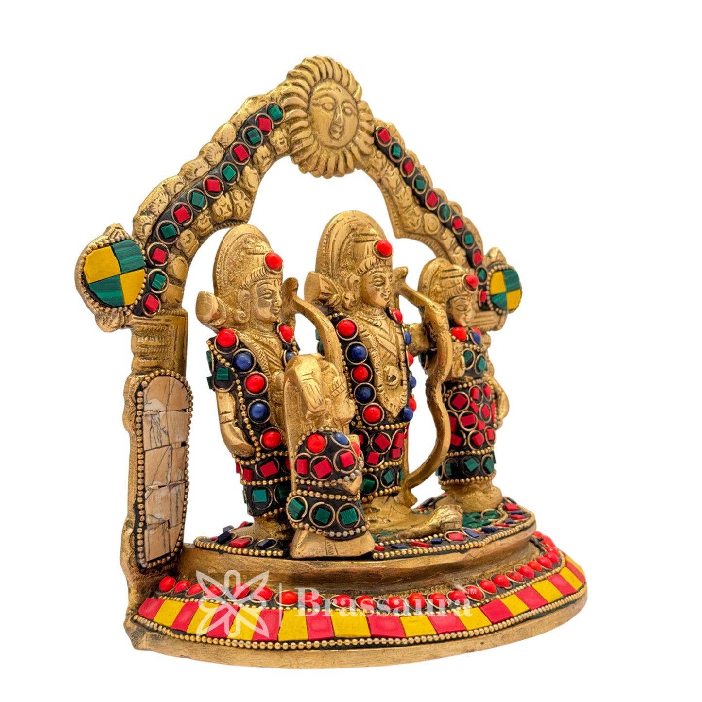 Brass Gem Stone Work Ram darbar Idol for Home and Decor Weight 1.9 Kg Height 18 cm