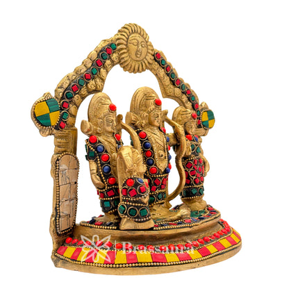 Brass Gem Stone Work Ram darbar Idol for Home and Decor Weight 1.9 Kg Height 18 cm