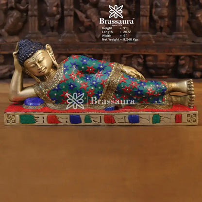 Brass Buddha For Home And Décor Weight 9.24 kg Height 9 Inch