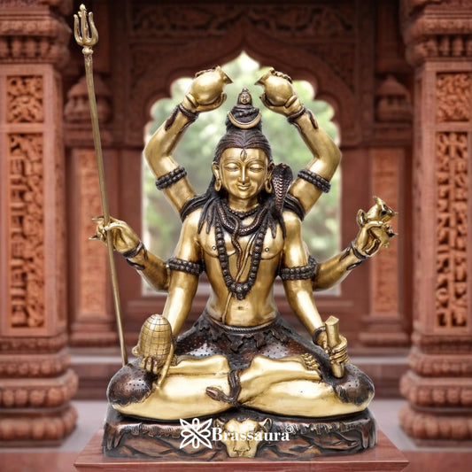Brassaura™ Large Brass Lord Shiva Statue – Height 30 Inches & Weight 46 Kgs | Devotional Idol Online